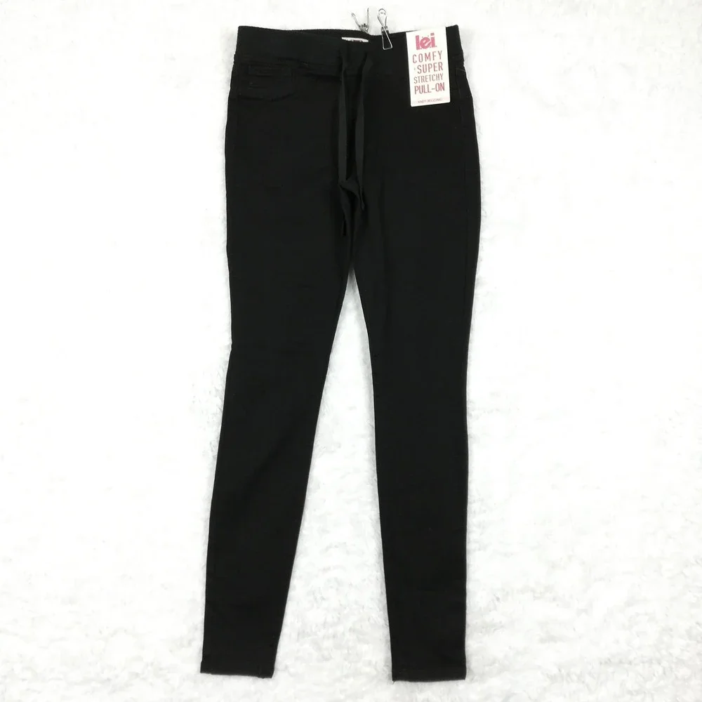 Lei Womens Pants Jeggings Comfy Super Stretch Pull On Black Knit Junior M New
